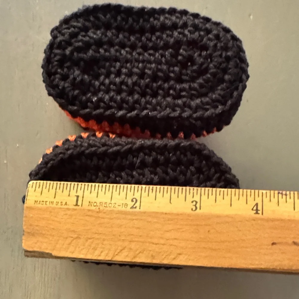 Handmade Crocheted Baby Booties - Orange and Black Halloween Booties